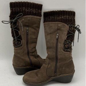 Ugg Brown Suede Women's Back Lace Sweater Boots Size 8